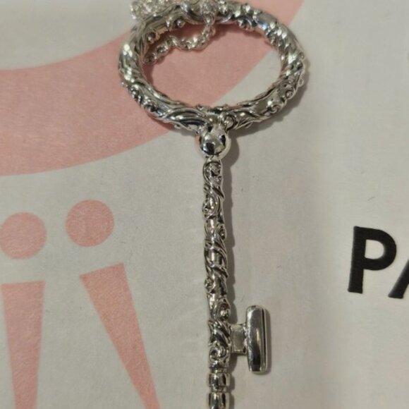 Authentic Pandora Sterling Silver *Retired * Regal Key Necklace 397676-90 -RARE - Picture 9 of 13